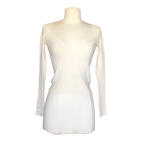 L Space Camryn Top Ivory Ribbed Sweater Long Sleeve Women's Size Small NWT - Picture 2 of 16
